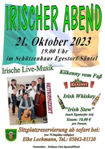 Einladung zum Irischen Abend am 21. Oktober